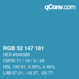 カラーコード: RGB 52 147 181 | qconv.com