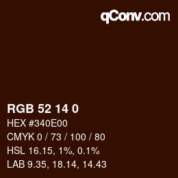 颜色代码: RGB 52 14 0 | qconv.com