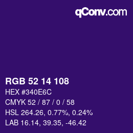 カラーコード: RGB 52 14 108 | qconv.com