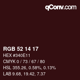 Color code: RGB 52 14 17 | qconv.com