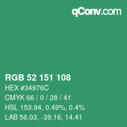 Color code: RGB 52 151 108 | qconv.com