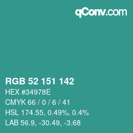Color code: RGB 52 151 142 | qconv.com
