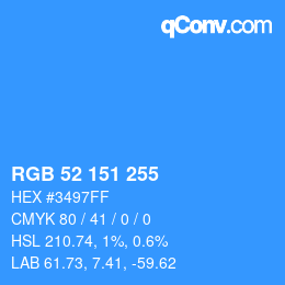 颜色代码: RGB 52 151 255 | qconv.com