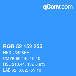 Color code: RGB 52 152 255 | qconv.com