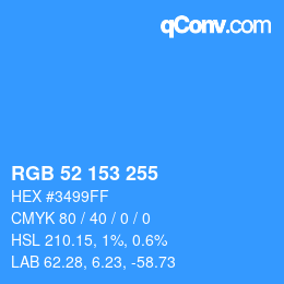 颜色代码: RGB 52 153 255 | qconv.com