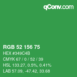 カラーコード: RGB 52 156 75 | qconv.com