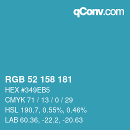 カラーコード: RGB 52 158 181 | qconv.com