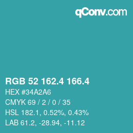 カラーコード: RGB 52 162.4 166.4 | qconv.com