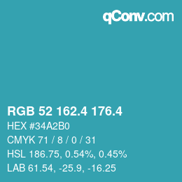 カラーコード: RGB 52 162.4 176.4 | qconv.com