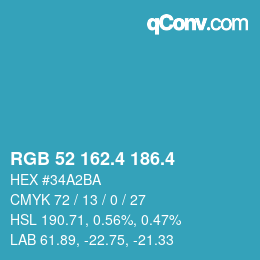 カラーコード: RGB 52 162.4 186.4 | qconv.com
