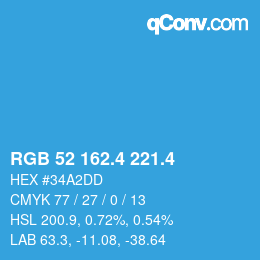 カラーコード: RGB 52 162.4 221.4 | qconv.com