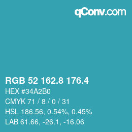 カラーコード: RGB 52 162.8 176.4 | qconv.com