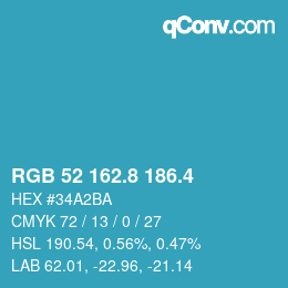 カラーコード: RGB 52 162.8 186.4 | qconv.com