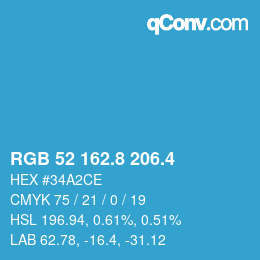 カラーコード: RGB 52 162.8 206.4 | qconv.com