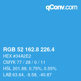 カラーコード: RGB 52 162.8 226.4 | qconv.com