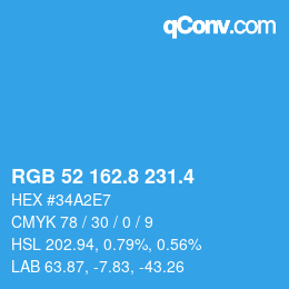 カラーコード: RGB 52 162.8 231.4 | qconv.com