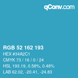 Farbcode: RGB 52 162 193 | qconv.com