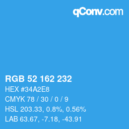 カラーコード: RGB 52 162 232 | qconv.com
