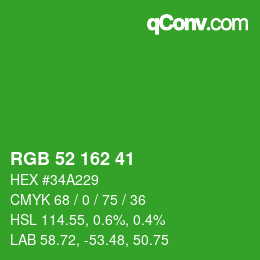 Color code: RGB 52 162 41 | qconv.com