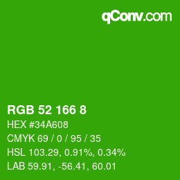 颜色代码: RGB 52 166 8 | qconv.com