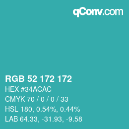Color code: RGB 52 172 172 | qconv.com