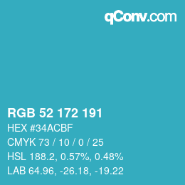 Farbcode: RGB 52 172 191 | qconv.com