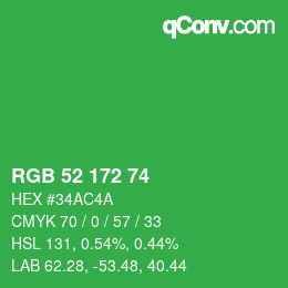 颜色代码: RGB 52 172 74 | qconv.com