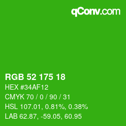 Color code: RGB 52 175 18 | qconv.com