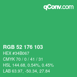Color code: RGB 52 176 103 | qconv.com