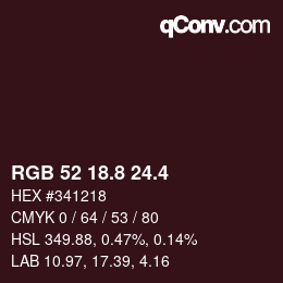 カラーコード: RGB 52 18.8 24.4 | qconv.com