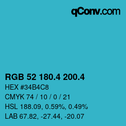 カラーコード: RGB 52 180.4 200.4 | qconv.com