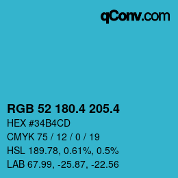 カラーコード: RGB 52 180.4 205.4 | qconv.com