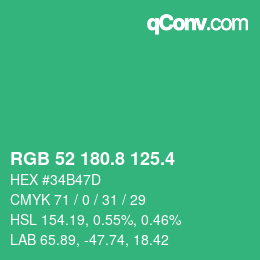 カラーコード: RGB 52 180.8 125.4 | qconv.com