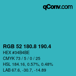 カラーコード: RGB 52 180.8 190.4 | qconv.com