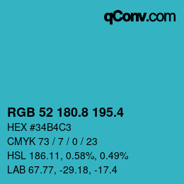 カラーコード: RGB 52 180.8 195.4 | qconv.com