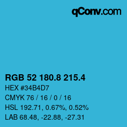 カラーコード: RGB 52 180.8 215.4 | qconv.com