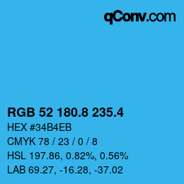 カラーコード: RGB 52 180.8 235.4 | qconv.com