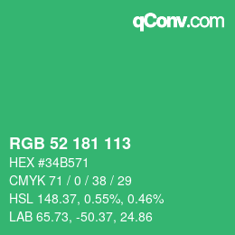 Color code: RGB 52 181 113 | qconv.com