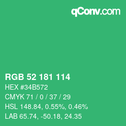 Color code: RGB 52 181 114 | qconv.com