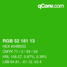Color code: RGB 52 181 13 | qconv.com