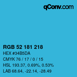Color code: RGB 52 181 218 | qconv.com