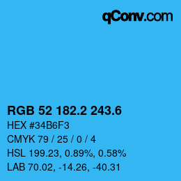 カラーコード: RGB 52 182.2 243.6 | qconv.com