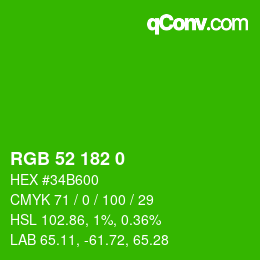 カラーコード: RGB 52 182 0 | qconv.com