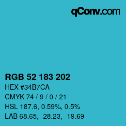 カラーコード: RGB 52 183 202 | qconv.com