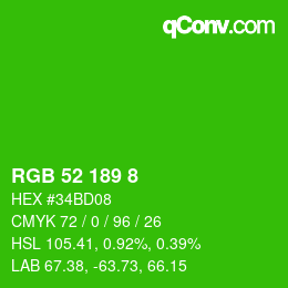 カラーコード: RGB 52 189 8 | qconv.com