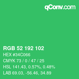 Color code: RGB 52 192 102 | qconv.com
