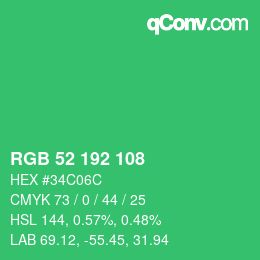 カラーコード: RGB 52 192 108 | qconv.com