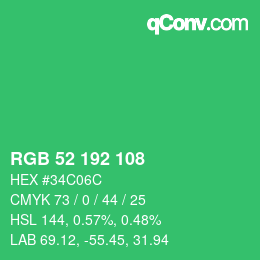 カラーコード: RGB 52 192 108 | qconv.com