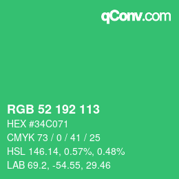 Color code: RGB 52 192 113 | qconv.com