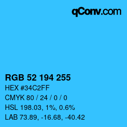 Color code: RGB 52 194 255 | qconv.com